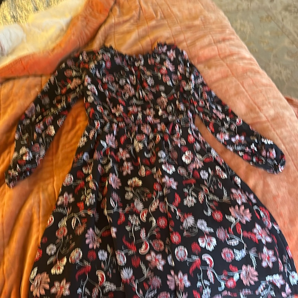 Banana republic floral black and red dress Tie Waist Mini Dress Holiday 2019